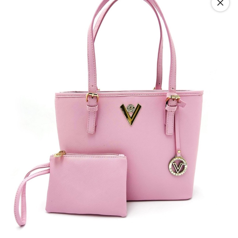 NWT Valentino Orlandi Pink Tote Bag & Pouch Set (MSRP $200)